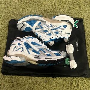 Blue and White Balenciaga Runners